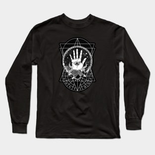 Hamsa Palmistry Zodiac Geometry Design Long Sleeve T-Shirt